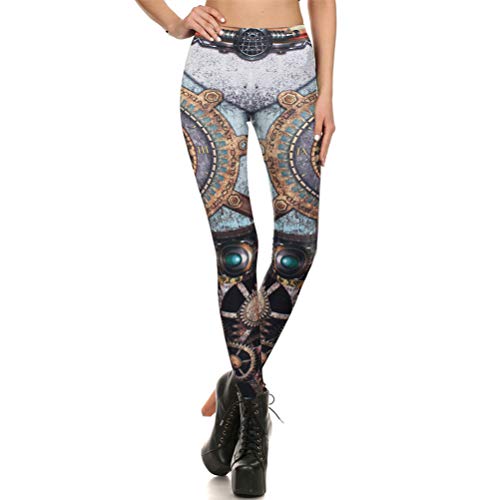 VIDEFS.LEG Maquinaria Steampunk Leggings Gear Reloj Retro Impresión 3D Leggins Mujeres Fitness Exquisitos Pantalones S