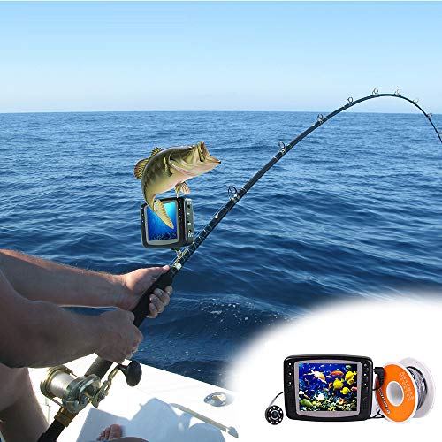 Video Fish Finder Cámara De Pesca Subacuática Portátil Cámaras De Pesca Subacuática Fija En Varilla Subacuático Monitor De 4.3 Pulgadas Cable De 30M Con Cámara IP68 Impermeable 8 LED Infrarroja