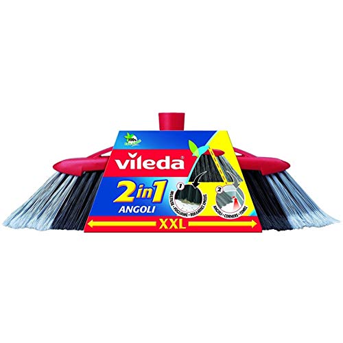 Vileda 137396 - Escoba (Interior, Negro, Gris, Rojo, Soft/Hard bristle, FRP (Plástico reforzado con fibra), Tereftalato de polietileno (PET), 1 pieza(s), 330 mm)