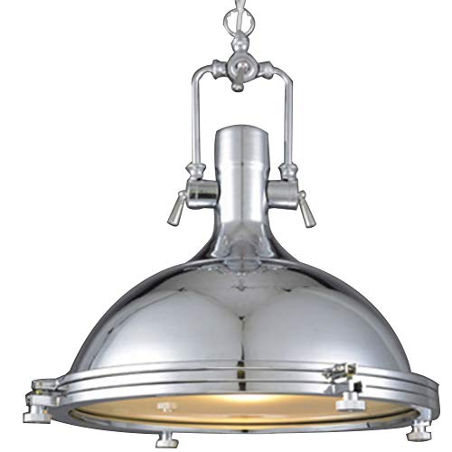 Vintage Metal Iluminación De Colgante,1-loft Industrial Ligero Lámparas De Araña,cocina De La Isla Lámpara Colgante Tapa Náutica De Olla Antigua Lámpara De Techo Accesorio De-cromo