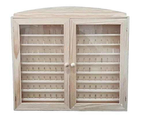 Vitrina colecciones dedales. 2 puertas. Capacidad: 144 dedales. Medidas (ancho/fondo/alto): 60 * 6 * 54 cms. En madera de pino en crudo. Para pintar.