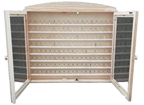 Vitrina colecciones dedales. 2 puertas. Capacidad: 144 dedales. Medidas (ancho/fondo/alto): 60 * 6 * 54 cms. En madera de pino en crudo. Para pintar.
