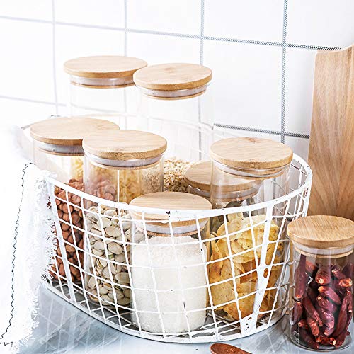 VIVILINEN Juegos de Tarros de Almacenamiento de Cristal con Hermético Tapa de Bambú, Recipientes Organizador de Varios Tamaños para Conservar Alimentos Té,Café,Azúca,Pasta