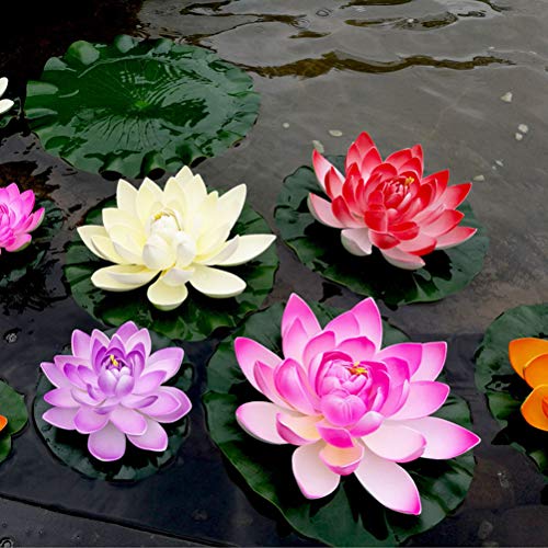 VORCOOL 5pcs Lirio de Agua Artificial Flotante Estanque de Flores de Loto Casa Boda Decoración 10cm