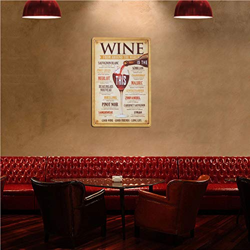 VOSAREA Placa metálica Decorativa Placa de Pared Vintage para Bar Café hogar Restaurante Oficina cafetería Decoracion(Vino de Todo el Mundo)