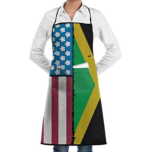 wallxxj Delantal De Chef Bandera Americana Jamaicana Jamaica EE. UU. Babero Restaurante De Bodas Cocina Clásica Cocina Unisex Hornear Duradero Personalizar Cocina Delantal De Chef Delantal