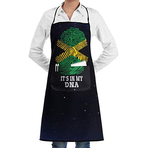 wallxxj Delantal It 'S My DNA Bandera Jamaicana Día De La Madre Cocina Duradera Restaurante Babero Cocina Cocina Unisex Delantal Clásico para Hornear Chef Delantal De Cocina para Bodas per