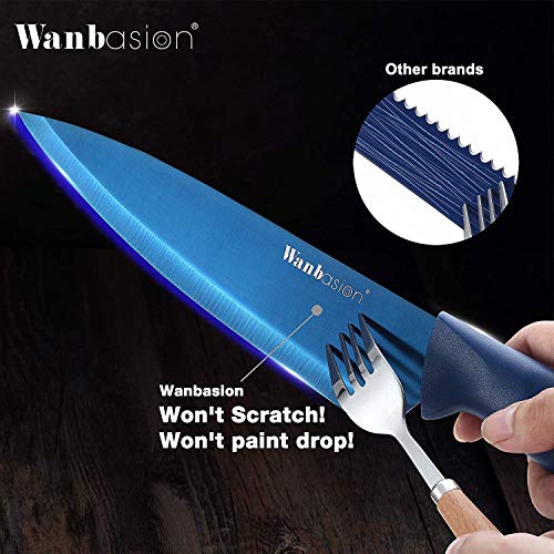 Wanbasion Azul Cuchillos de Cocina de Chef Acero Inxidable, Cuchillos de Cocina de Chef Profesional Buenos, Mejores Cuchillos de Cocina de Cocinero Carne Apto Para Lavavajillas