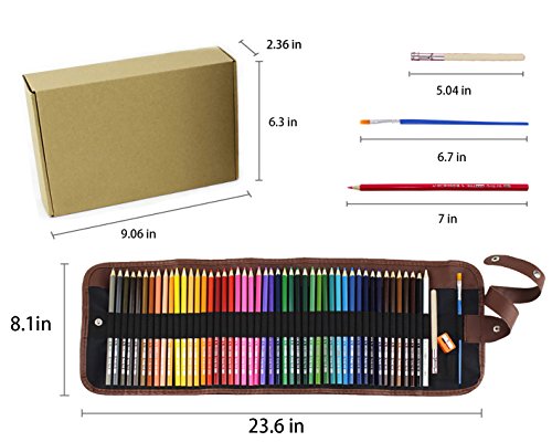 Watercolor Pencils Set – 48 Colors (Soft Core) Water soluble Colored Pencils Includes Greeting Card, Watercolor Pencil Canvas Wrap, Watercolor Brush, Pencil Sharpener, Extender, Blending Brush