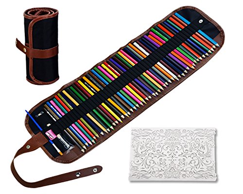 Watercolor Pencils Set – 48 Colors (Soft Core) Water soluble Colored Pencils Includes Greeting Card, Watercolor Pencil Canvas Wrap, Watercolor Brush, Pencil Sharpener, Extender, Blending Brush