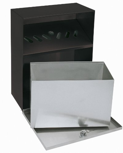 Wedo 17038112 - Cenicero de pared para exterior tipo buzón (6,8 L, tapa con llave, acero inoxidable recubierto en polvo), color negro y gris