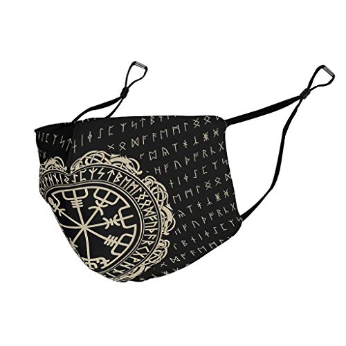 WellWellWellWell Vikingo patrón Atmbar Protección facial con Ohrschlaufe waschbar para actividades públicas hombres mujeres blanco Talla única