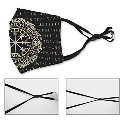 WellWellWellWell Vikingo patrón Atmbar Protección facial con Ohrschlaufe waschbar para actividades públicas hombres mujeres blanco Talla única