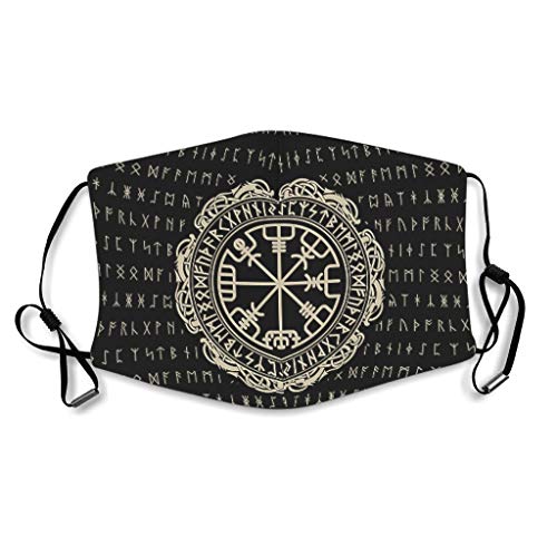 WellWellWellWell Vikingo patrón Atmbar Protección facial con Ohrschlaufe waschbar para actividades públicas hombres mujeres blanco Talla única