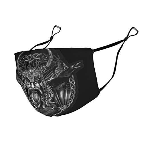 WellWellWellWellWell Vikingo Odin estampado, atmbar boca Muffel con oreja lavable para deporte mujer hombre blanco Talla única