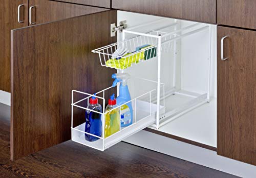 Wenko Cajones con Rieles 2 Repisas para cocina, Metal Recubrimiento de Polvo, Blanco, 45x45x23 cm