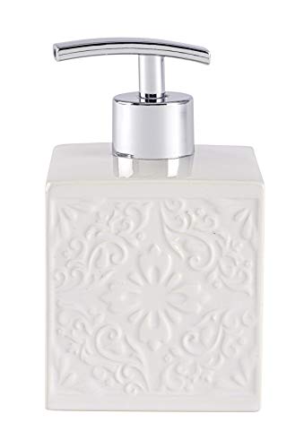 Wenko Cordoba Dosificador de Jabón 0.5 L, Cerámica, Blanco, 8.5x8.5x13 cm