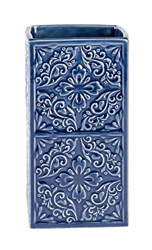 Wenko Cordoba Vaso para Cepillos de Dientes, Cerámica, Azul, 6.5x6.5x12 cm
