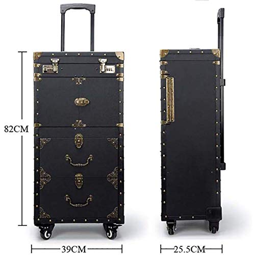 Wensa Rolling Bloqueable Maleta de Maquillaje Maletín Tren Peluqueria Carrito Estilista Belleza Salón Cosmético Equipaje Viajar Organizador Herramienta Caja con Secador de Pelo Poseedor
