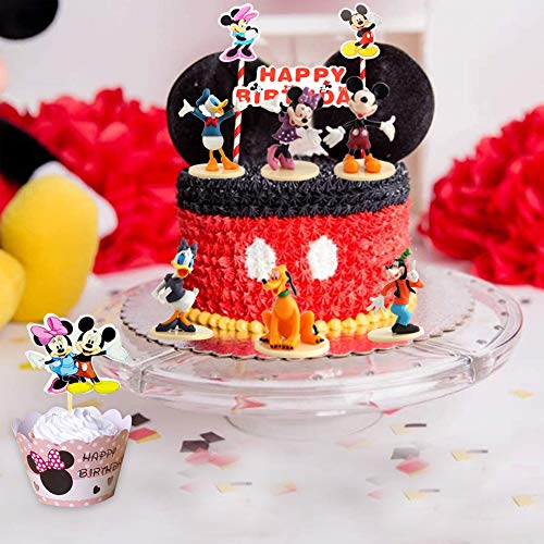 WENTS Mickey Cake Topper Mini Juego de Figuras Niños Mini Juguetes Baby Shower Fiesta de cumpleaños Pastel Decoración Suministros 6 piezas
