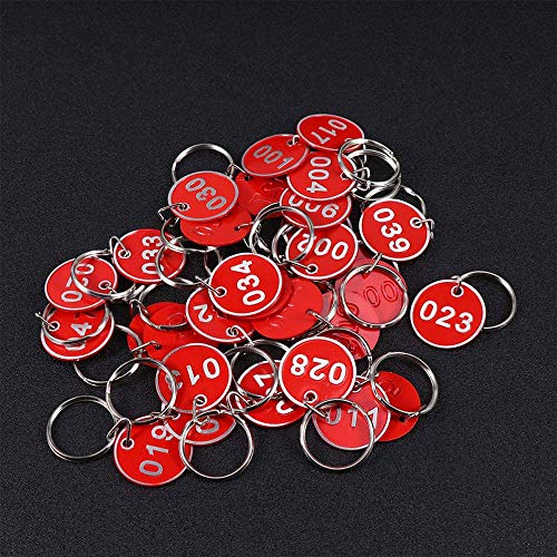Wenxiaw Etiquetas de Identificación Numeradas Etiquetas de Aluminio para Llaveros para Casilleros Supermarket Hotel Etiqueta de Equipaje Organizar y Clasificar, No. 1-30, Rojo, 30 Piezas