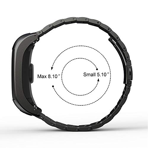 WIIKAI - Correa de Repuesto para Garmin VIVOsmart HR+ (Acero Inoxidable), Color Negro