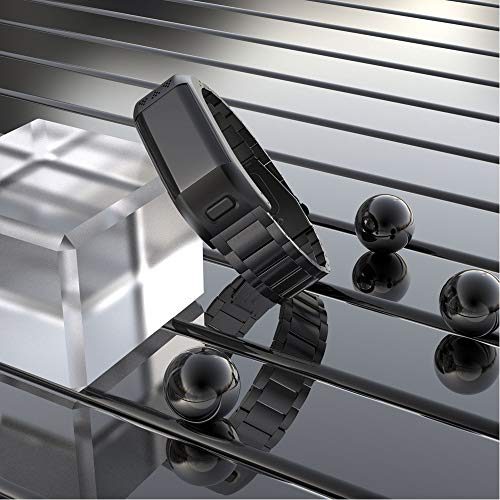 WIIKAI - Correa de Repuesto para Garmin VIVOsmart HR+ (Acero Inoxidable), Color Negro