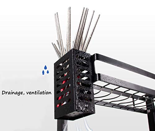 William 337 Estante de almacenamiento Estantes de cocina, estante for platos de acero inoxidable for el hogar Porta herramientas Herramienta de drenaje Vajilla Caja de almacenamiento - Negro 2 capas P