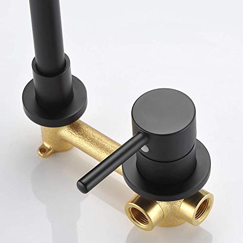 WISTUM Grifo de Lavabo de Pared Mural Empotrable Negro Mate, Cuerpo Empotrado Incluido