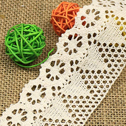 witgift - Cinta de encaje de algodón de estilo vintage para costura, ganchillo, ribetes, collage, álbumes de recortes, paquetes de regalo o decoración, 1,8 m de largo y 7 cm de ancho