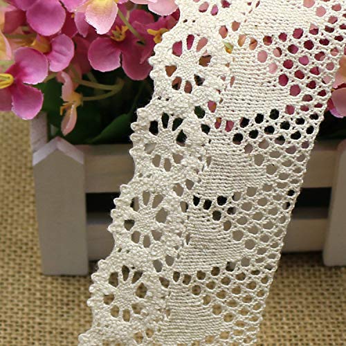 witgift - Cinta de encaje de algodón de estilo vintage para costura, ganchillo, ribetes, collage, álbumes de recortes, paquetes de regalo o decoración, 1,8 m de largo y 7 cm de ancho
