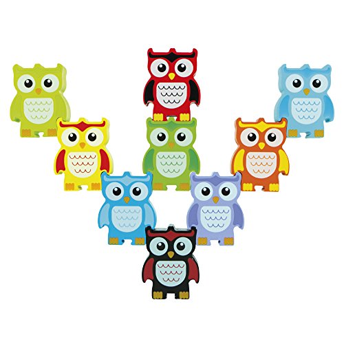 WOOMAX - Juego búhos de madera natural 11 piezas (ColorBaby 42740) , color/modelo surtido