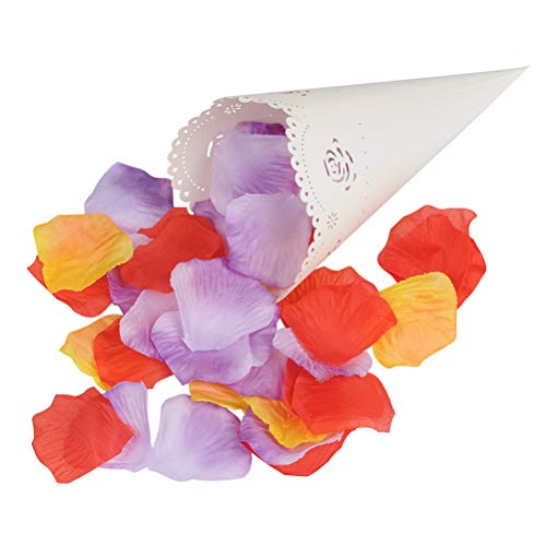 WOWOSS 100Pcs Conos Papel Arroz Boda Rosa Blanco Petalos Confeti Decoración Boda con 100Pcs Adhesivo de Doble Cara para Boda Cumpleaños Fiesta