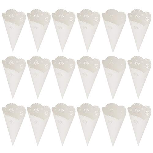 WOWOSS 100Pcs Conos Papel Arroz Boda Rosa Blanco Petalos Confeti Decoración Boda con 100Pcs Adhesivo de Doble Cara para Boda Cumpleaños Fiesta