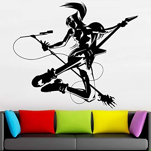 wZUN Decoración de Pared músico Chica Rock Bar de música decoración del hogar Vinilo extraíble Pegatinas de Pared decoración de la habitación 42X36 cm