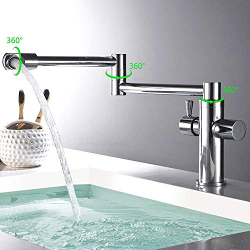 XHCP Grifos mezcladores para Lavabo de Cocina, Grifo Plegable Caño Giratorio de 360 ​​° Grifos para Lavabo de baño Modernos, Grifo Mezclador frío y Caliente