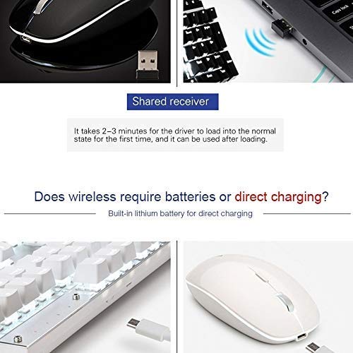 XIUYU Accesorios Teclado de Ordenador, Teclado portátil A3008 Oficina de Ordenador inalámbrico de Juegos mecánicos Mouse Set (Color: Negro) (Color: Blanco)