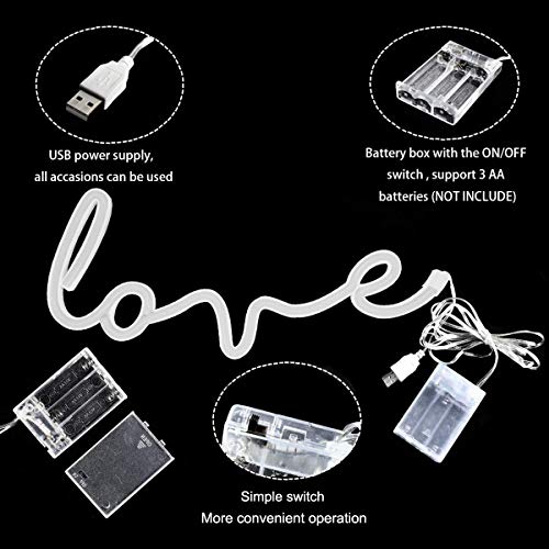 XIYUNTE love luz de neón Señales luminosas LED amor señales de neón Iluminación de ambiente rosado amor Iluminación de interior decoración para el dormitorio infantil, bar, reunirse, navideña