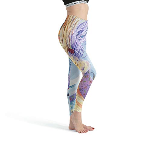 XJJ88 - Mallas de pilates para mujer, estampado de luna y sol, cintura alta, con estampado, color blanco, tamaño extra-small