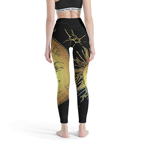 XJJ88 - Pantalones de yoga para mujer, diseño de sol y luna, mallas estampadas para verano, mallas capri, color blanco, tamaño xx-large