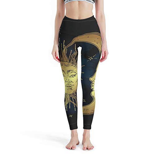 XJJ88 - Pantalones de yoga para mujer, diseño de sol y luna, mallas estampadas para verano, mallas capri, color blanco, tamaño xx-large