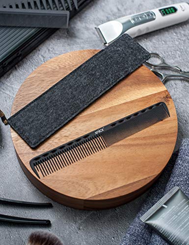 xnicx Negro carbono Peluquería Peine Pelo Peine 100% antiestático 230 ℃ Resistente al calor peine de corte Peluquería Estilista de pelo peine de corte, juego de peluquería Peluquería Peine