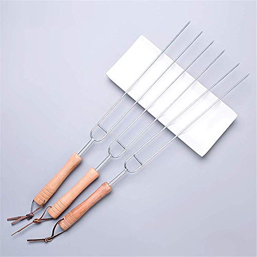 YASE-king Asar Forks barbacoa sesión de acero U-Type asado aguja del ala de pollo kebab de cordero Tenedor de hierro mango de madera estofada Hornear Aguja de herramientas Home Accesorios inoxidable