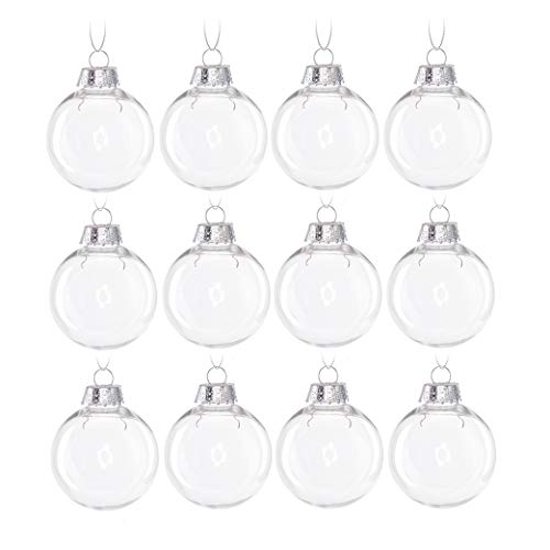 Yeelan 12piezas de Bola de Plástico Transparente Acrílico Transparente Bola Rellenable 6cm Adornos Bolas de árbol con Tapa para Bodas Festivales