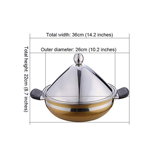 YLCJ Olla Sopera Estilo Acero Inoxidable Grande 26Cm con Tapa Cónica y Pastillas al Vapor
