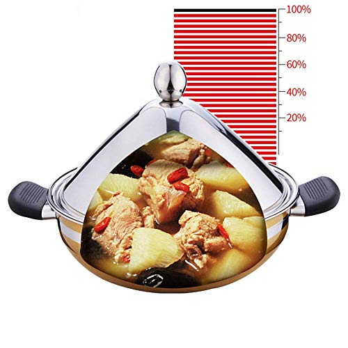 YLCJ Olla Sopera Estilo Acero Inoxidable Grande 26Cm con Tapa Cónica y Pastillas al Vapor