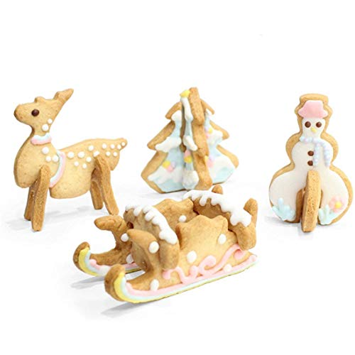 Yolistar 8 Piezas Moldes para Galletas Navidad, 3D Juego De Cortadores De Galletas De Navidad, Acero Inoxidable Moldes de Galletas Navidad Cortadores Galletas