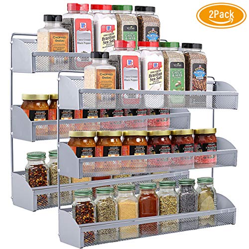 YOMYM Estanterías metálicas para Especias con estantes, Montaje en Pared Cocina Organizador de Especias, Cocina Baño Estante Especiero de Pie Encimera Organizador Multiuso para Especias (3 Capas)