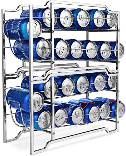 YOMYM Organizador Nevera Juego de 2 Cajas de almacenaje para Nevera y congelador Envases de Metal para Alimentos Prácticos contenedores de Metal para 24 latas(2 Piezas)