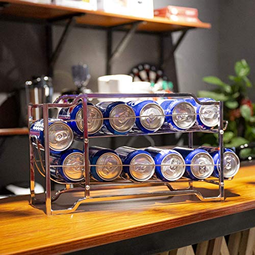 YOMYM Organizador Nevera Juego de 2 Cajas de almacenaje para Nevera y congelador Envases de Metal para Alimentos Prácticos contenedores de Metal para 24 latas(2 Piezas)